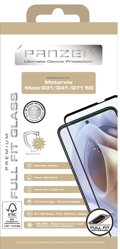 Panzer Full-Fit skjermbeskytter for Motorola Moto G31/G41/G71