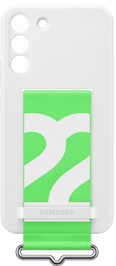 Samsung S22+ silikondeksel med stropp (hvit)