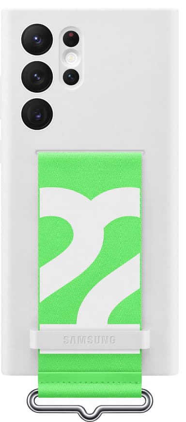 Samsung S22 Ultra silikondeksel med stropp (hvit)