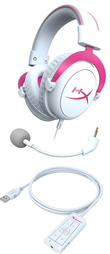 HyperX Cloud II gaming headset (hvit/rosa)