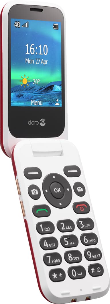 Doro 6881 mobiltelefon (rød/hvit)