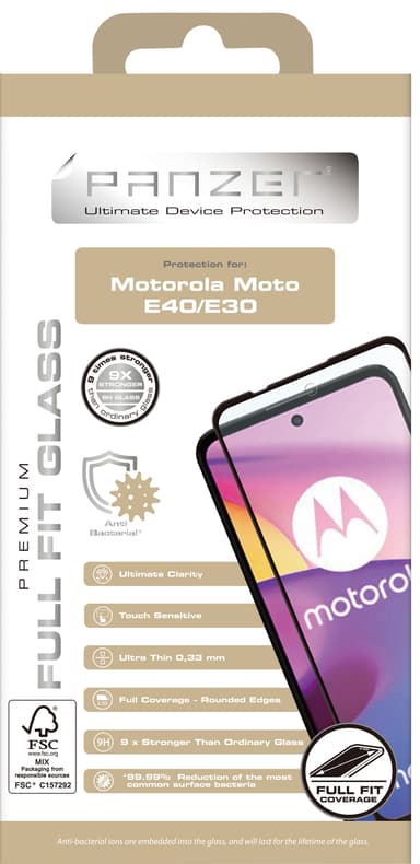 Panzer Full-Fit skjermbeskytter for Motorola Moto E40/E30
