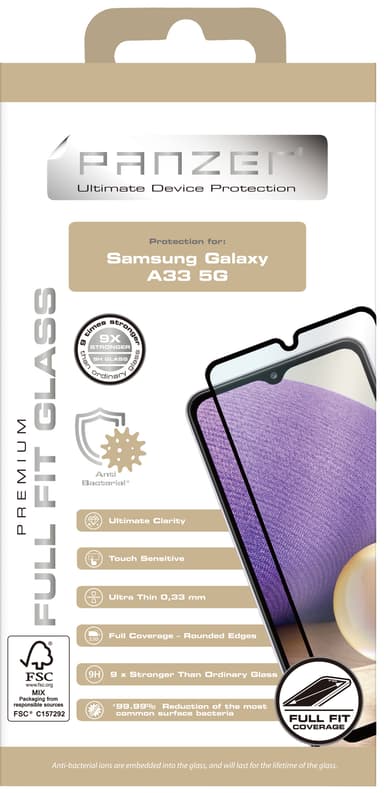 Panzer Full-Fit skjermbeskytter for Samsung Galaxy A33 5G