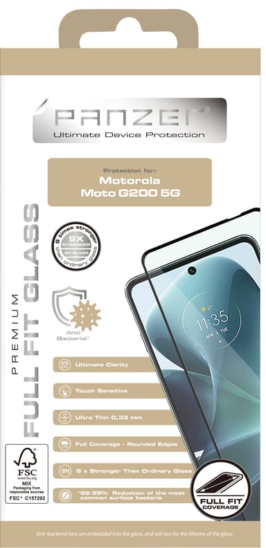 Panzer Full-Fit skjermbeskytter til Motorola Moto G200