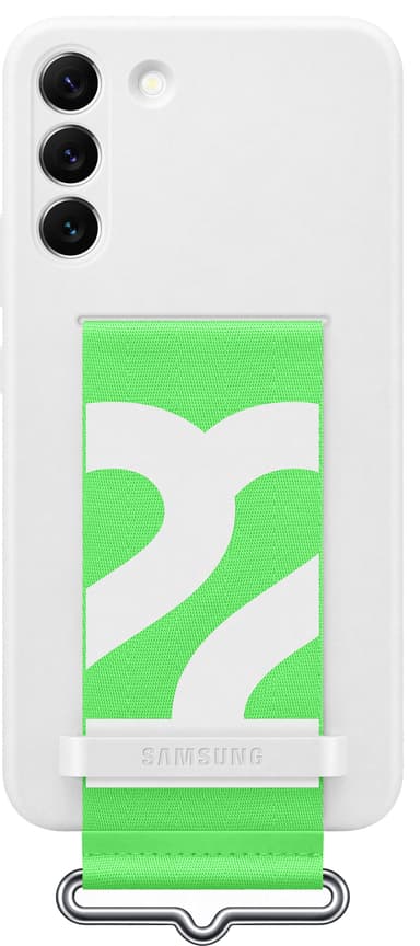 Samsung S22+ silikondeksel med stropp (hvit)