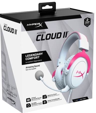 HyperX Cloud II gaming headset (hvit/rosa)