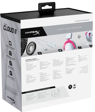HyperX Cloud II gaming headset (hvit/rosa)