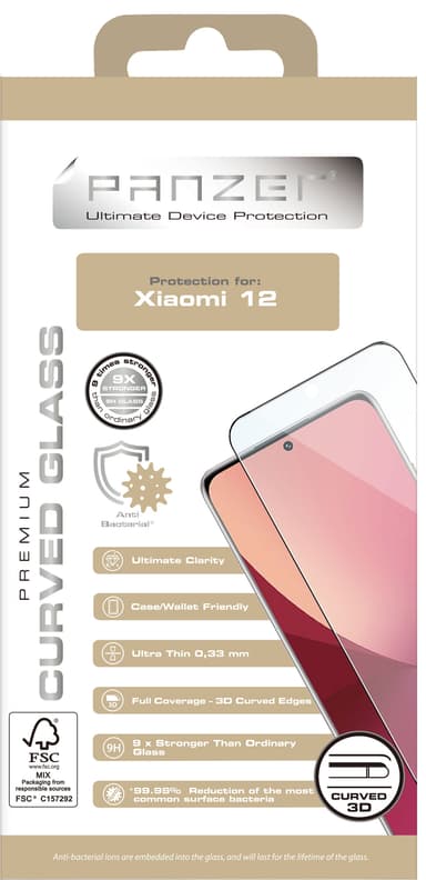 Panzer Curved Xiaomi 12 skjermbeskytter