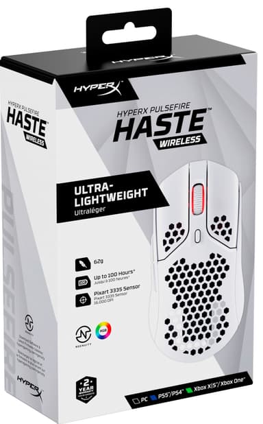 HyperX Pulsefire Haste Wireless gamingmus (hvit)
