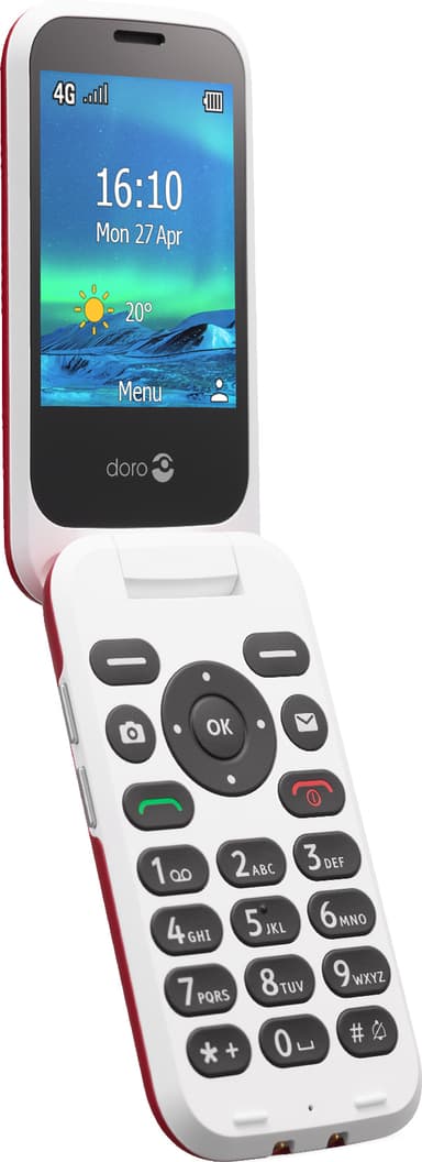 Doro 6821 mobiltelefon (rød/hvit)