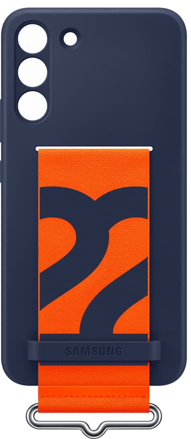 Samsung S22+ silikondeksel med stropp (navy)