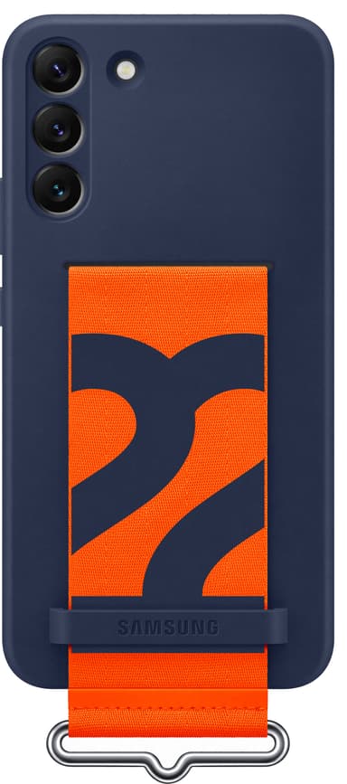 Samsung S22+ silikondeksel med stropp (navy)