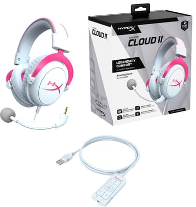 HyperX Cloud II gaming headset (hvit/rosa)