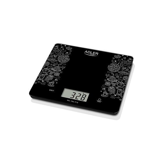 Adler Kjøkkenvekter AD 3171 Maksimal vekt (kapasitet) 10 kg, eksamen 1 g, Displaytype LCD, svart