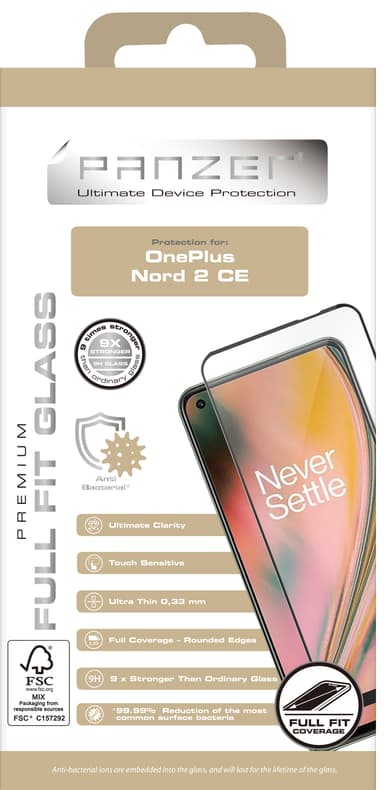 Panzer Full-Fit OnePlus Nord 2 CE skjermbeskytter