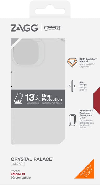 Gear4 D3O Crystal Palace deksel til iPhone 13 (gjennomsiktig)