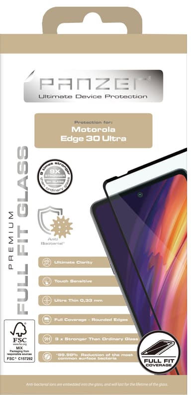 Panzer Full-Fit Motorola Edge 30 Pro skjermbeskyttelse (sort)