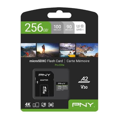 PNY PRO Elite microSD Flash Memory Card Class 10 UHS-I, U3, A2, V30 - 256GB