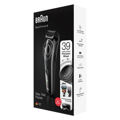 Braun skjeggtrimmer BT3242 Trådløs, Driftstid (maks) 80 min, Antall lengdetrinn 39, Antall barberhoder/blader 1, Sort