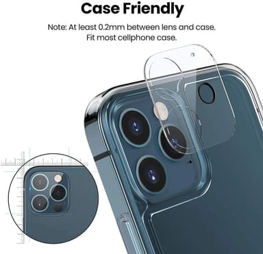 Deksel til kameralinse i herdet glass for iPhone 13 Pro / Max, 2-pakning