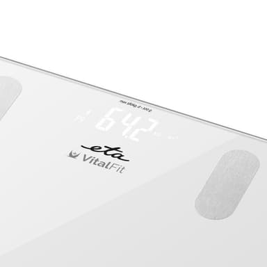 ETA Smart Personal Scale Vital Fit ETA678190000 Kroppsanalysator, Maksimal vekt (kapasitet) 180 kg, Nøyaktighet 100 g, Body Mass Index (BMI) måling, Hvit