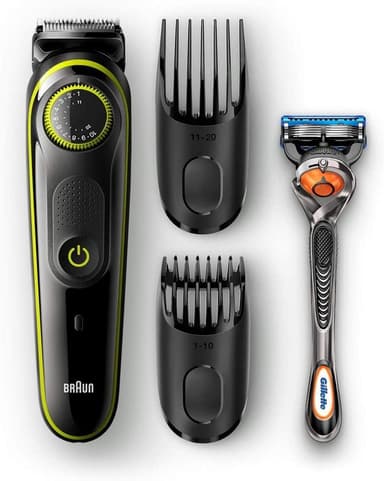 Braun skjeggtrimmer BT3041 Driftstid (maks) 60 min, Antall barberhoder/blader 1, Svart/grønn, våt og tørr