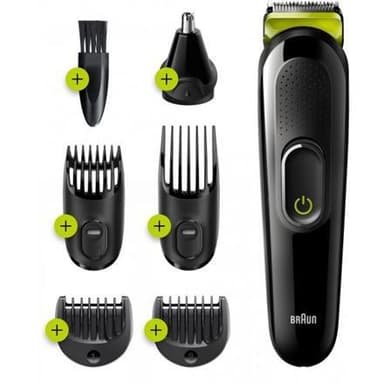 Braun Alt-i-ett skjeggtrimmer og hårklipper MGK3221 Trådløs, Antall lengdetrinn 13, Svart/grønn