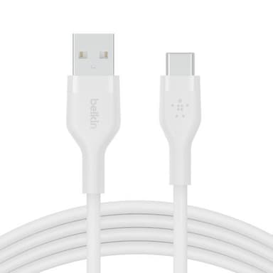 BOOST CHARGE USB-A til USB-C Silicon 2m, Hvit