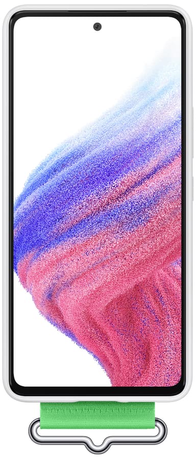 Samsung Galaxy A53 silikondeksel med stropp (hvit)