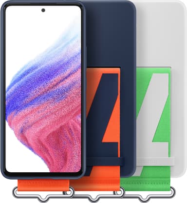 Samsung Galaxy A53 silikondeksel med stropp (hvit)