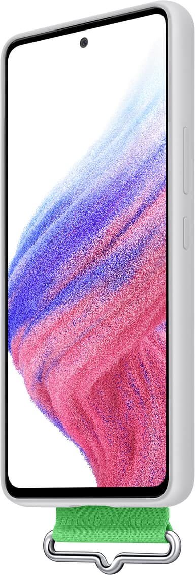 Samsung Galaxy A53 silikondeksel med stropp (hvit)