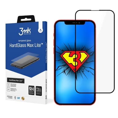 3MK HardGlass Max Lite Skjermbeskyttelse, iPhone 13 Pro Max, Herdet glass, Svart