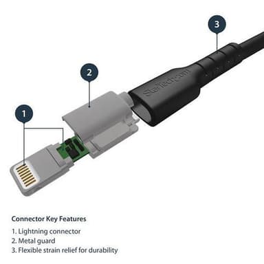 StarTech.com RUSBLTMM2MB, 2 m, Lightning, USB A, Hankjønn, Hankjønn, Sort