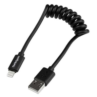 StarTech.com USBCLT30CMB, 0,3 m, Lightning, USB A, Hankjønn, Hankjønn, Sort