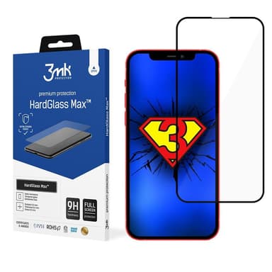 3MK HardGlass Max Skjermbeskytter, iPhone 13 Pro Max, Herdet glass, Svart