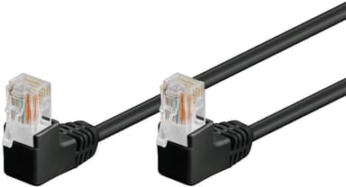 CAT 5e patchkabel 2x 90°vinklet, U/UTP, svart