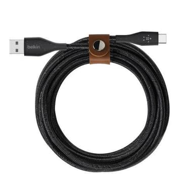 DuraTek Plus USB-C til USB-A-kabel med stropp, 1M, svart