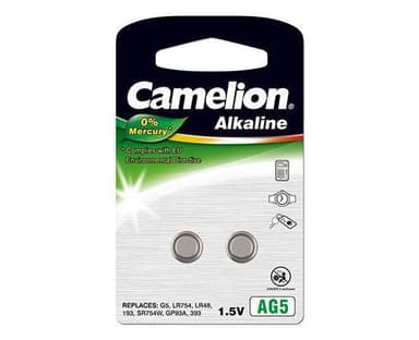 Camelion AG5/LR48/LR754/393, alkalisk knappcelle, 2 stk