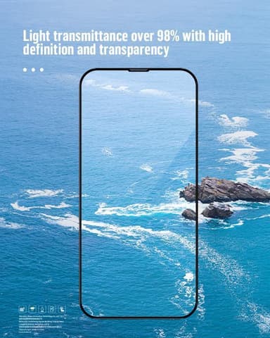 iPhone 13 Pro Max Skjermbeskytter med svart ramme og støvdeksel Herdet glass