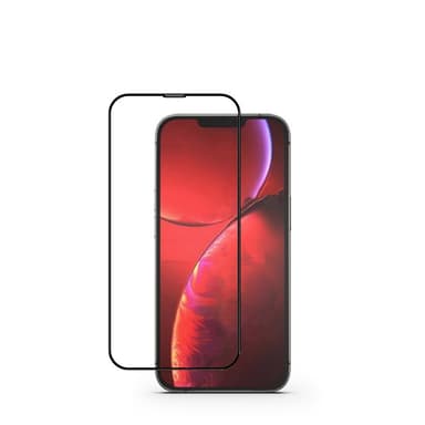 iPhone 13 Pro Max Skjermbeskytter med svart ramme og støvdeksel Herdet glass