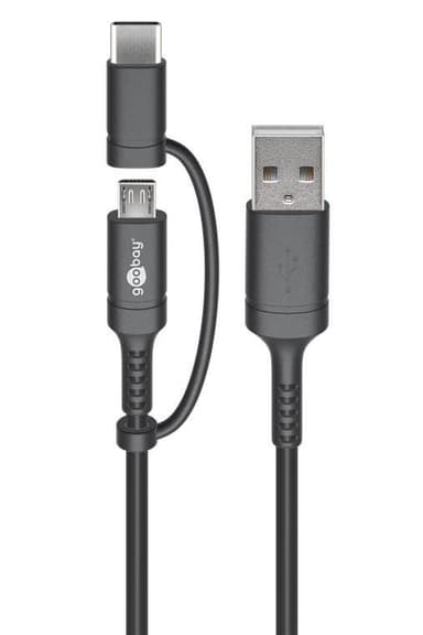 Goobay Lade- og synkroniseringskombinasjonskabel (med USB A til Micro-USB & USB-C™)