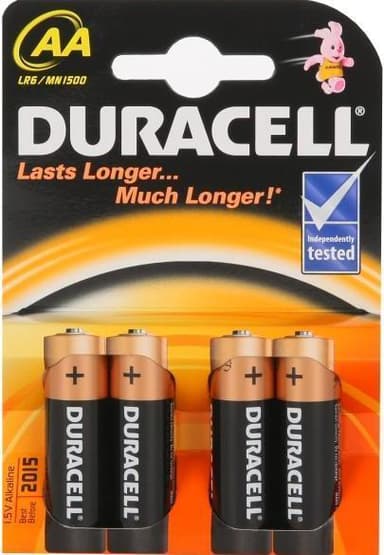 Duracell AA/LR6, Alkaline Basic MN1500, 4 stk