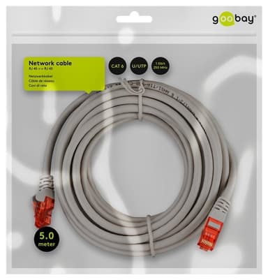 CAT 6 patchkabel, U/UTP, grå