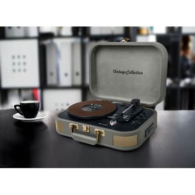 MT-201 BTG Platespiller Stereoanlegg BT USB vintage Tope Grey