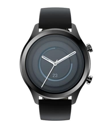 TicWatch C2+ smartklokke, NFC, GPS (satellitt), AMOLED, pulsmåler, vanntett, Bluetooth, 1 GB, 4 GB, Android, iOS, Wi-Fi, Snapdragon Wear 2100, 20 mm, svart