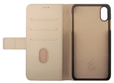 La Vie iPhone XR lommebokdeksel i skinn (krembeige)