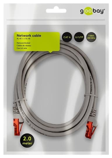 Goobay CAT 6 patchkabel, U/UTP, grå