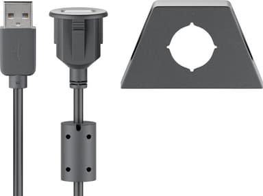 Goobay USB 2.0 Hi-Speed skjøtekabel med monteringsbrakett, sort