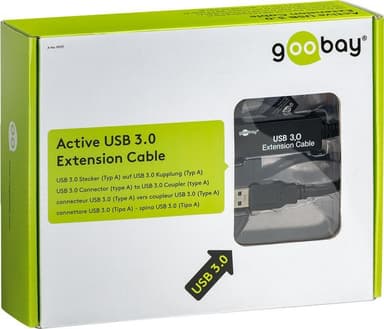Goobay Active USB 3.0 skjøtekabel, svart