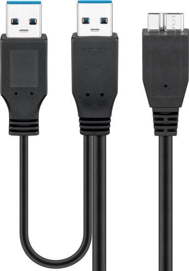 Goobay USB 3.0 dual power SuperSpeed-kabel, svart